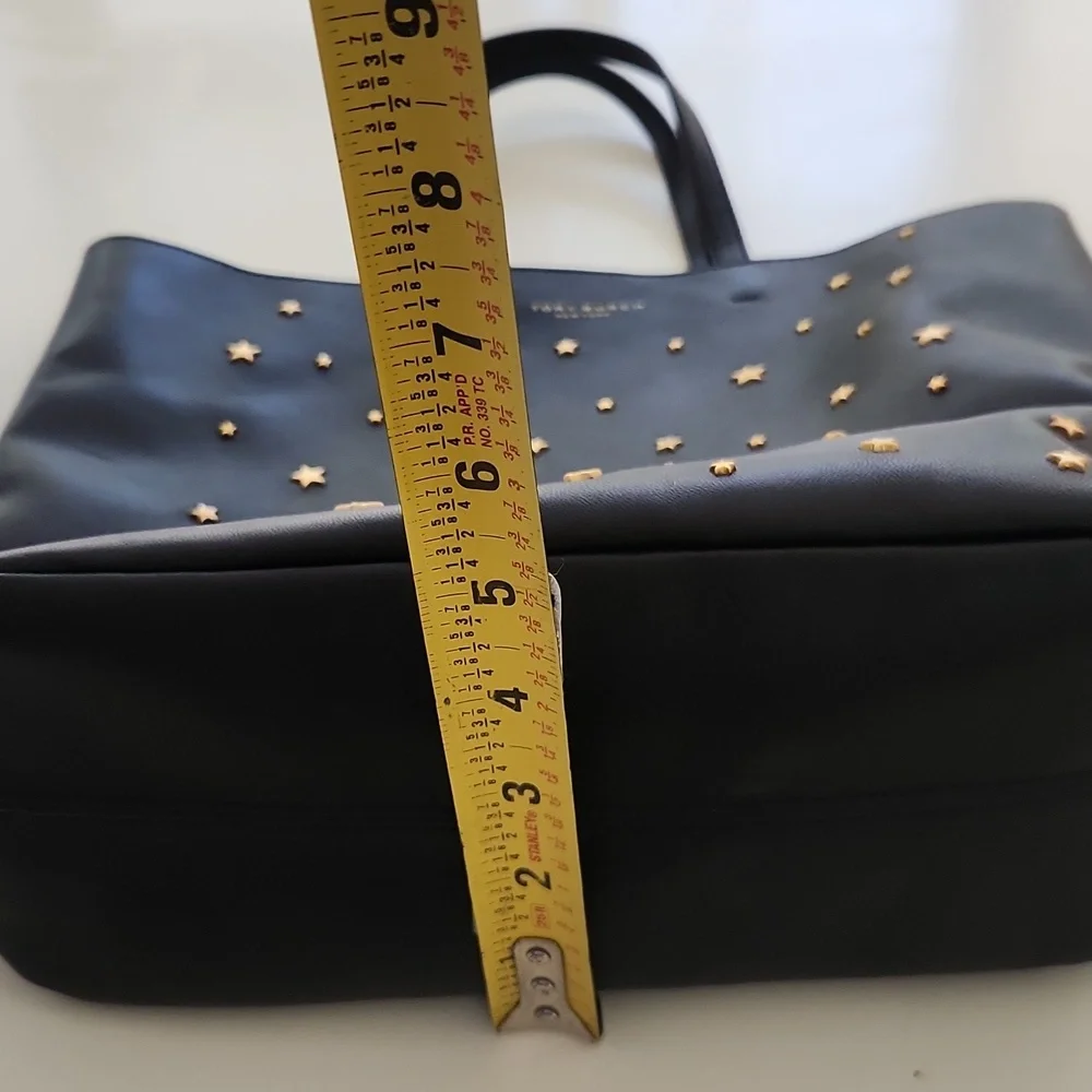 Tory Burch Star Stud Black Leather Tote Bag Purse